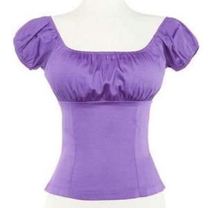 Lavender Pinup Couture Peasant Top